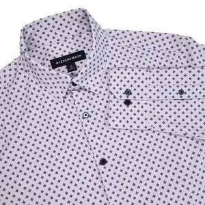 MIZZEN+MAIN Men's M Purple Star Print Leeward Trim No Tuck Button Up Dress Shirt